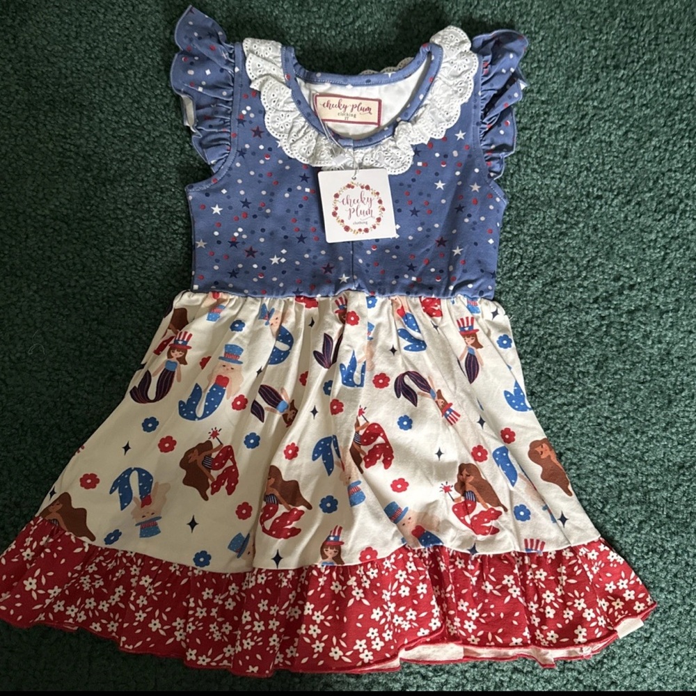 Cheeky Plum Starry Patriotic Mermaids Dress